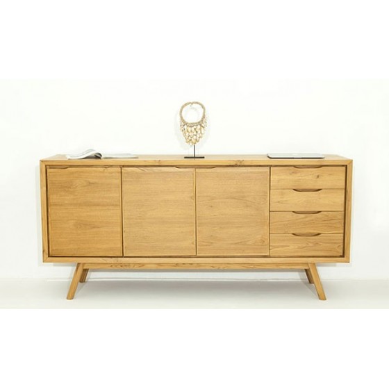 Buffet en teck, 3 portes, 4 tiroirs, Gamme genes