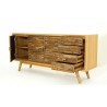 Buffet en teck, facade stratifié, 4 tiroirs, 3 portes, Gamme genes