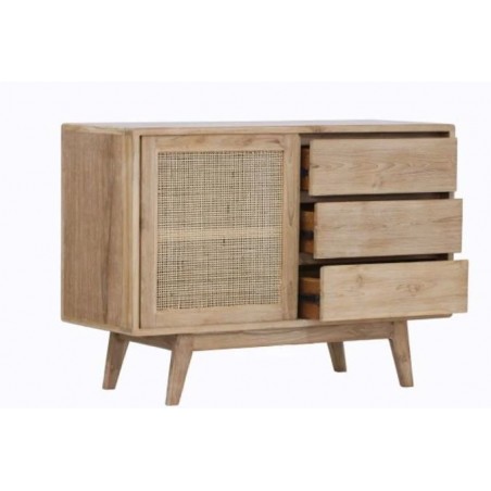Buffet en teck massif 1 porte / 3 tiroirs, Gamme archi