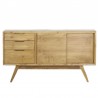 Buffet en teck massif 2 portes coulissantes 3 tiroirs, Gamme fiftees
