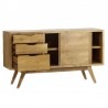 Buffet en teck massif 2 portes coulissantes 3 tiroirs, Gamme fiftees