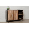 Buffet en teck recyclé, 3 portes, pieds en métal brossé, Gamme avenue