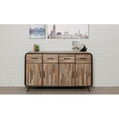 Buffet en teck recyclé, 4 portes, 4 tiroirs, Gamme avenue
