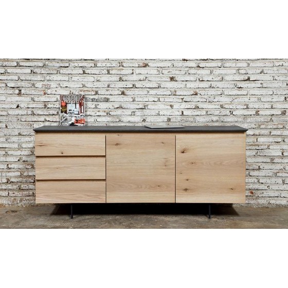 Buffet en chêne, 2 portes, 3 tiroirs, Gamme Ismail