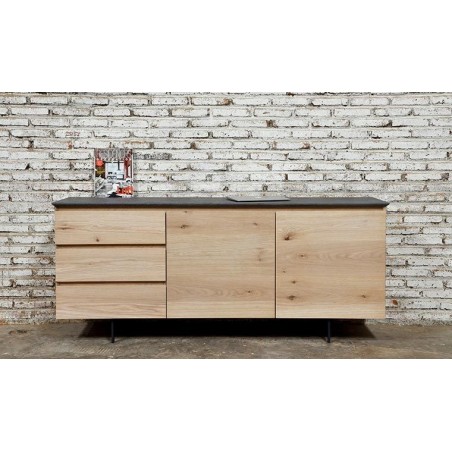 Buffet en chêne, 2 portes, 3 tiroirs, Gamme Ismail