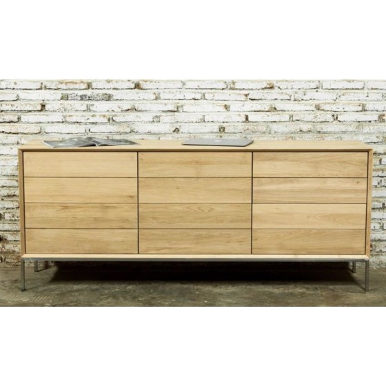 Buffet en chêne, 2 portes, 3 tiroirs, Gamme milan