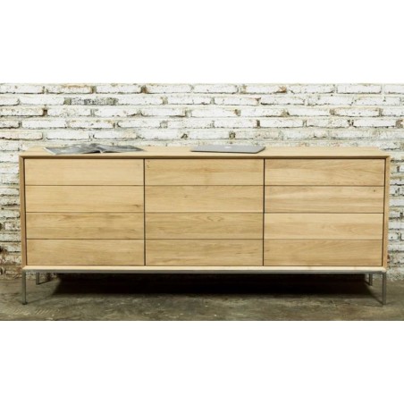 Buffet en chêne, 2 portes, 3 tiroirs, Gamme milan