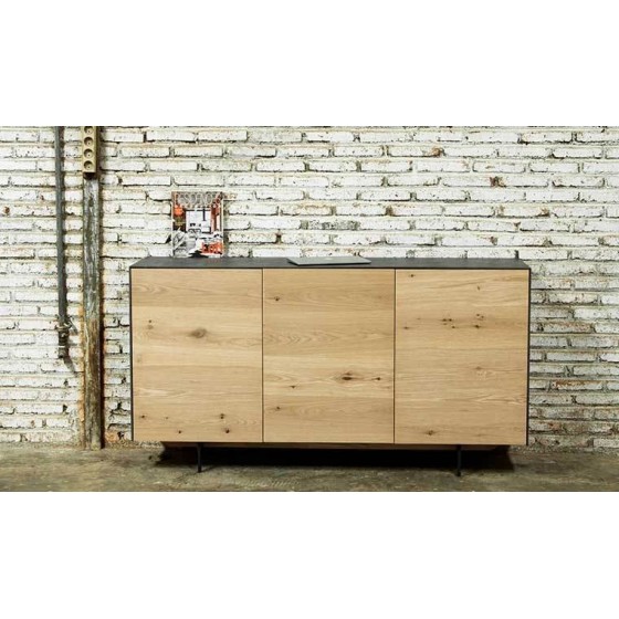 Buffet en chêne et plateau béton, 3 portes, Gamme Turin