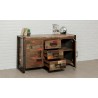 Buffet en teck recyclé, 2 portes, 3 tiroirs, Gamme atelier