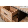 Buffet en teck recyclé, 2 portes, 3 tiroirs, pieds en métal brossé, Gamme avenue