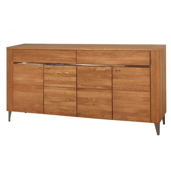 Buffet, 4 portes 2 tiroirs,  pied et insert en métal, couleur chêne miel, Gamme LATINA