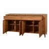 Buffet, 4 portes 2 tiroirs,  pied et insert en métal, couleur chêne miel, Gamme LATINA