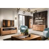 Buffet, 4 portes 2 tiroirs,  pied et insert en métal, couleur chêne miel, Gamme LATINA
