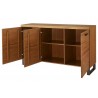 Buffet, façade en bois massif, 3 portes,  pieds en métal, couleur chêne, Gamme PRATTO