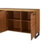 Buffet, façade en bois massif, 3 portes,  pieds en métal, couleur chêne, Gamme PRATTO