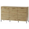 Buffet, 3 portes et 6 niches, pieds en métal, couleur chêne artisanal avec éléments noirs mats, Gamm