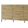 Buffet, 3 portes et 6 niches, pieds en métal, couleur chêne artisanal avec éléments noirs mats, Gamm