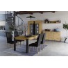 Buffet, 3 portes et 6 niches, pieds en métal, couleur chêne artisanal avec éléments noirs mats, Gamm