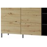 Buffet, 2 portes, 3 tiroirs et 3 niches, pieds en métal, couleur chêne artisanal avec éléments noirs
