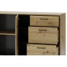 Buffet, 2 portes, 3 tiroirs et 3 niches, pieds en métal, couleur chêne artisanal avec éléments noirs