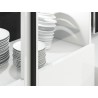 Buffet, 180 cm de longueur, 2 portes semi vitrée et 3 tiroirs, couleur blanc et noir, Gamme TutaBlanc