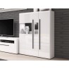 Buffet, haut, 2 portes semi  vitrée et 8 niches, couleur blanc et noir, Gamme TutaBlanc