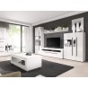 Buffet, haut, 2 portes semi  vitrée et 8 niches, couleur blanc et noir, Gamme TutaBlanc
