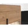 Buffet, 180 cm de longueur, 2 portes semi vitrée et 3 tiroirs, couleur chêne, Gamme TutaBois