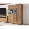 Buffet, haut, 2 portes semi  vitrée et 8 niches, couleur chêne, Gamme TutaBois
