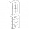 Buffet, haut, 2 portes semi  vitrée et 8 niches, couleur chêne, Gamme TutaBois