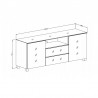 Buffet, 2 portes 2 tiroirs et 1 niche, couleur verre noir / noir, Gamme LioNoir