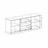 Buffet, 2 portes 2 tiroirs et 1 niche, couleur verre noir / noir, Gamme LioNoir