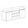 Buffet, 2 portes 2 tiroirs et 1 niche, couleur verre blanc / blanc, Gamme LioBlanc