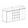 Buffet, 2 portes et 4 tiroirs, couleur verre blanc / blanc, Gamme LioBlanc