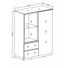 Buffet, 2 portes donc 1 vitrée et 2 tiroirs, couleur verre blanc / blanc, Gamme LioBlanc