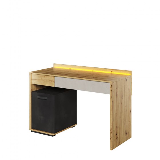 Bureau enfant 120cm, 1 tiroir et 1 porte, avec LED, Gamme CUBE