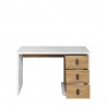 Bureau125cm, 3 tiroirs, couleur bois et blanc, Gamme VITA