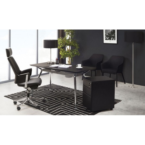 Bureau en bois et pieds en métal chromé, Gamme novare