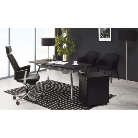 Bureau en bois et pieds en métal chromé, Gamme novare