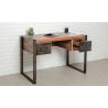 Bureau en teck recyclé et métal, 2 tiroirs, Gamme atelier