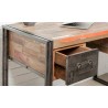 Bureau en teck recyclé et métal, 2 tiroirs, Gamme atelier