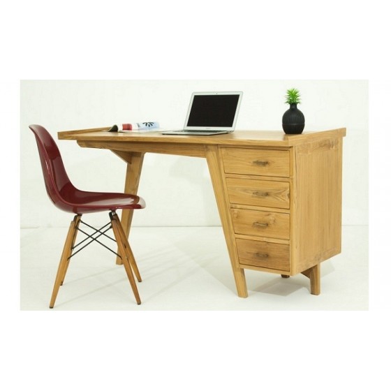 Bureau en teck, 4 tiroirs, Gammes salerne