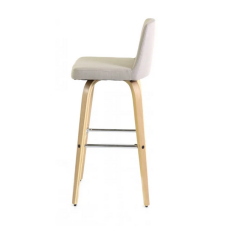 Chaise de bar tissu beige et chêne naturel, Gamme leti