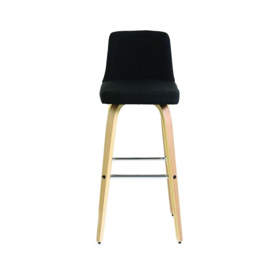 Chaise de bar tissu gris et chêne naturel, Gamme leti
