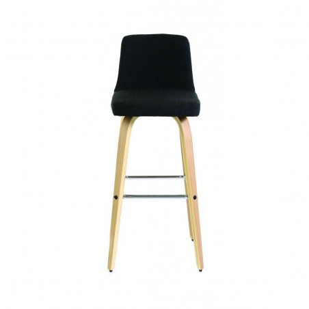 Chaise de bar tissu gris et chêne naturel, Gamme leti