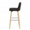 Chaise de bar tissu gris et chêne naturel, Gamme leti