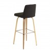 Chaise de bar tissu gris et chêne naturel, Gamme leti