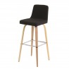 Chaise de bar tissu gris et chêne naturel, Gamme leti