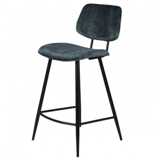 Chaise plan de travail velours gris bleu, Gamme lizzy