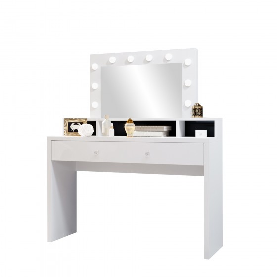 Coiffeuse 1 tiroir,  couleur blanc, Gamme Aria